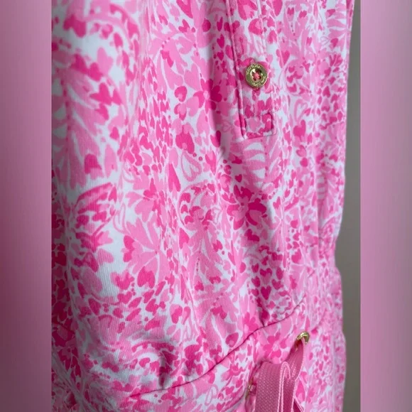Lilly Pulitzer Short Sleeve Hot Pink Button Up Jorgie Shorts Romper Women’s Sm - Picture 10 of 13